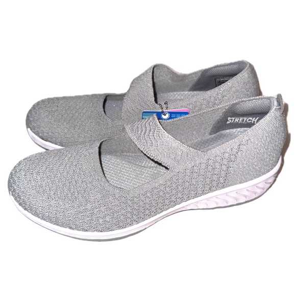 Skechers Shoes - Skechers Up-Lifted Vegan Relaxed Fit Memory Foam Mary Jane Gray Slip-On Shoes